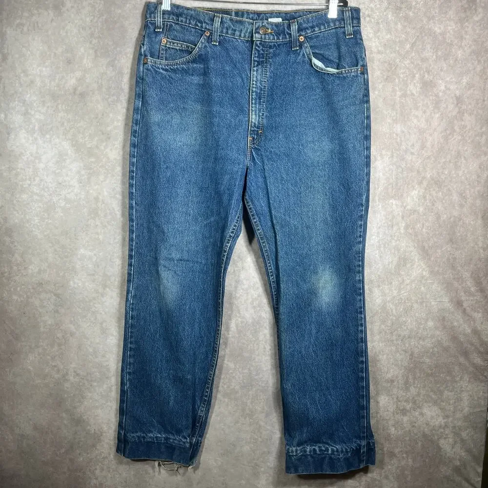 Vintage Levi's 517 Jeans Mens 40X32 Blue Dark Wash Orange Tab Denim 90s Straight
